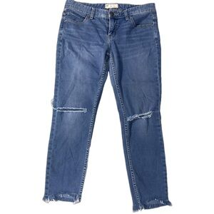 Free People Distressed Frayed Skinny Ankle Jeans Size 28
